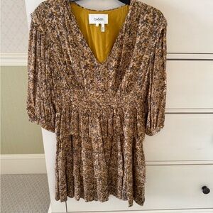 ba&sh Mustard and Brown Floral Dress